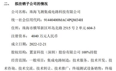 置富科技擬注銷子公司珠海飛測(cè)集成電路科技，優(yōu)化業(yè)務(wù)布局聚焦核心